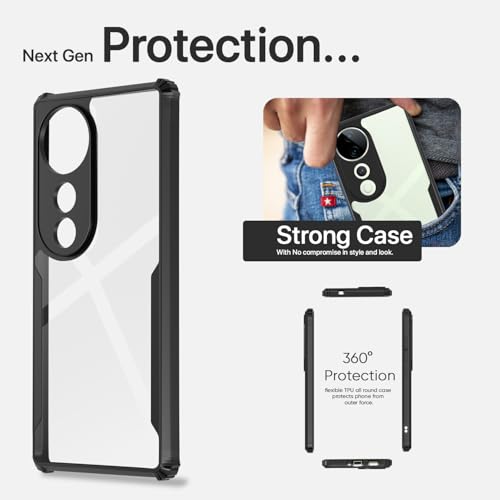 Image of Pikkme Crystal Clear Transparent Back | Ultra Hyrbid | Full Camera Protection | Raised Edge | Bumper Back Case for Vivo V40 5G / V40 Pro 5G / T3 Ultra 5G (Black)