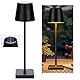 Pearlstar Solar Tischlampe Kabellos Akku Tischleuchte Outdoor, 2 Lademöglichkeiten, 4 Farbtemperaturen Dimmbar, Tragbare LED Schwarz Tischlampe USB Aufladbar für Esszimmer, Schlafzimmer, Außenbereiche