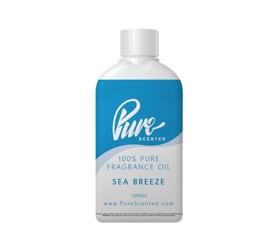 Pure Scented 100ml Fragrance Oil - Vegan & Cruelty-Free, for Candles, Soaps, Slime, Diffusers, Cosmetics, Wax Melts & DIY Crafts (1 x 100ml, Sea Breeze)