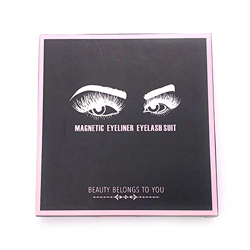 Andoer Conjunto de cílios postiços magnéticos com máscara aplicadora 3D preto magnético falso cílios