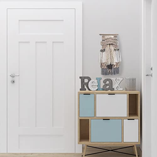 E-View Rustic Wooden Teal Home Sign Decorative Cutout Letters Freestanding Block Word Sign Hanging Ornament Table Shelf Decor (Relax) #TOP1