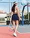 SANGTREE Women's Quick Dry Pleated Tennis Skorts Skirts, High Waisted Cute Running Golf Athletic Mini Skirt with Shorts Pockets, Navy, US 2XL