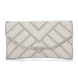 EVEOUT Clutch de Perlas Sintéticas con Cadena Mujer Elegante Bolso Formal de Strass para Boda Noche Fiesta