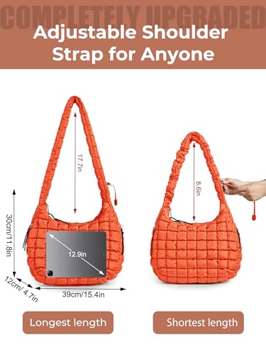 Image of Puffer Quilted Tote Bag for Women Nylon Crossbody Bags Puffy Purse Hobo Large Shoulder Bag Trendy