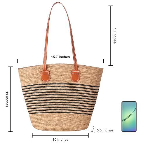 Bolso de playa tejido de verano para mujer miniatura 6