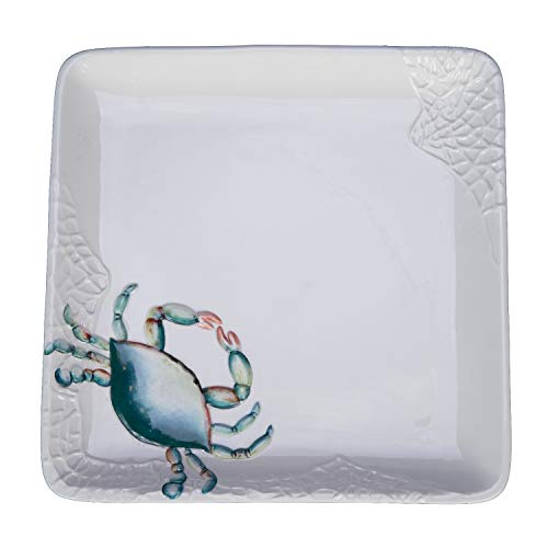 Coastal Maryland Blue Crab 9 Inch Square Ceramic Plate Serving Platter