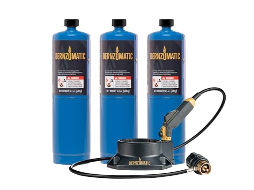 Bernzomatic FirePoint Creator Tool, Precision Flame Hand Torch for use with Bernzomatic MAP-Pro or Propane Fuel (Firepoint Tool + 3 Propane Cylinders)