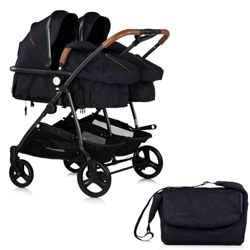 DUO SMART - Cochecito gemelos o niños juntos, ancho 79 cm, color negro sin acogedor