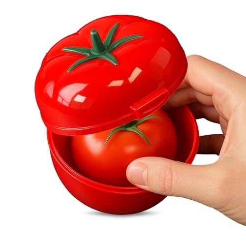 CHEFZOCO Guarda tomate, guarda tomate nevera, Recipiente para tomates, Conserva Tomates, Estuche de plástico para tomate, Apto para Lavavajillas, Plástico libre de BPA, Rojo