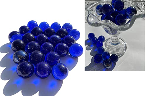 FAIRY TAIL & GLITZER FEE Lot de 25 grandes boules en verre transparentes Bleu transparent 27 mm 500 g Cover