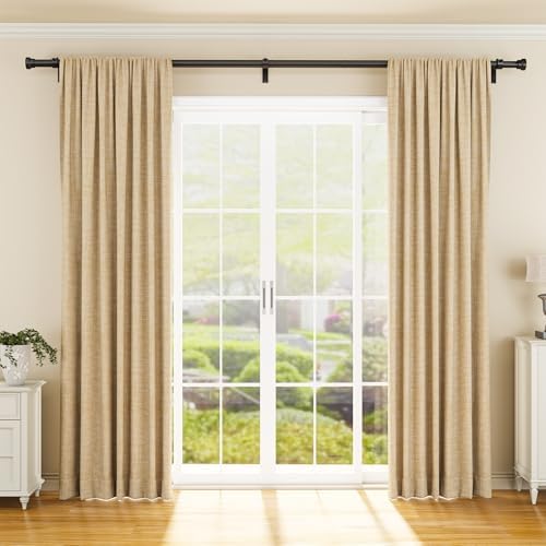 YaFex Curtain Rods 32-144 Inch, Heavy Duty 1 Inch Adjustable Curtain Rod for Windows, Black Extra Long Window Treatment Rods, Modern Design, Easy Installation - 1