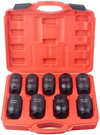 9 Pcs Axle Nut Hub Impact 1/2" Drive Socket 29 30 31 32 33 34 35 36 38mm Socket Set