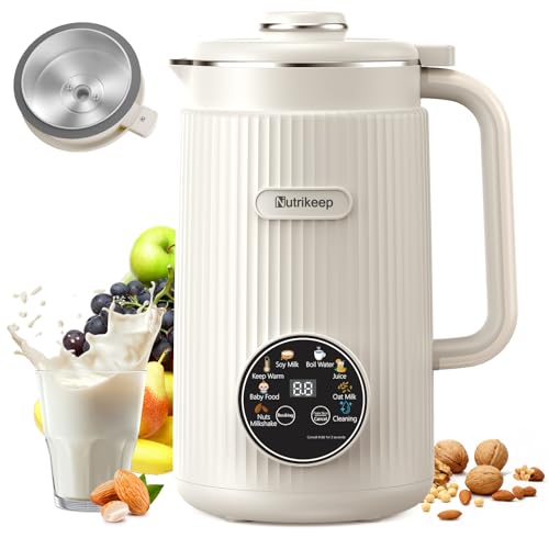 Upgraded 10-in-1 Nut Milk Maker Machine with Stainless Steel Lid, 40oz Nut Milk Maker for Almond, Oat, Soy, Juice, Plant Based Milk Maker Blender, 18H Delay/Keep Warm/Self Cleaning