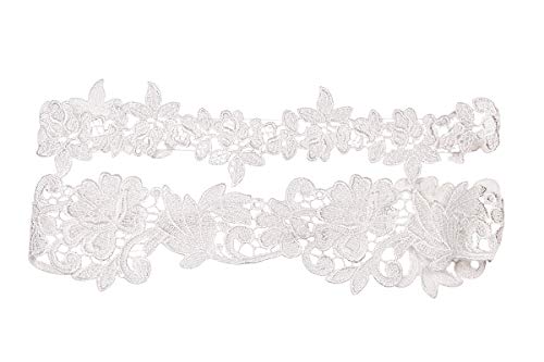Mini Skater 2Pcs Wedding Lace Garter Bridal Garter Belt Flower Leaf Style Bridesmaid Garter Belt Set for Women Girls, White