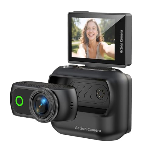Dpofirs 4K �A�N�V�����J�����A48MP �t���b�v�^�b�`�X�N���[���A�f���A���o�b�e���[�t�����C���O���\�~�j�J�����A���C�����X�A�v���R���g���[���AVlogging �T�C�N�����O���s�p (��)