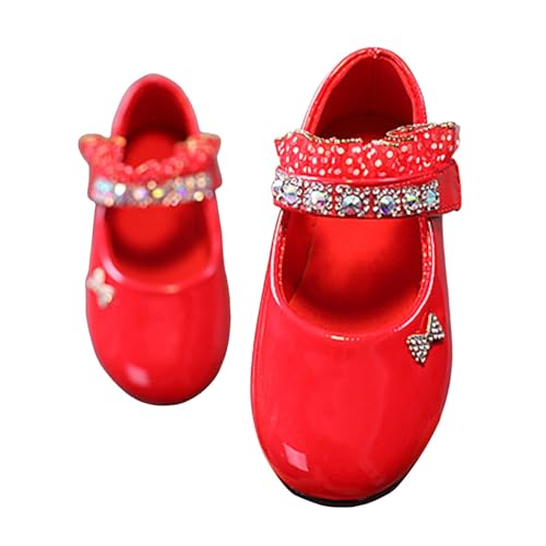 Girl's Bow Mary Jane Dress Shoes Ballet Princess Soft Sole Flat Shoes with Rhinestone Strap for Party School2