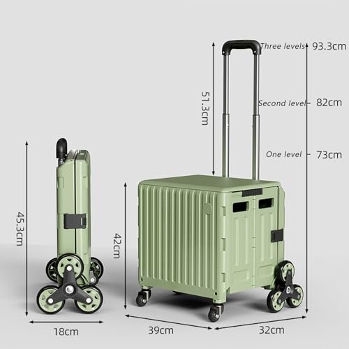 Faltbarer Treppensteiger-Einkaufstrolley – Leichter Aluminiumwagen mit verstellbarem Teleskopgriff für einfachen Lebensmittelgarten und Camping Transport – & tragbar – Bild 3