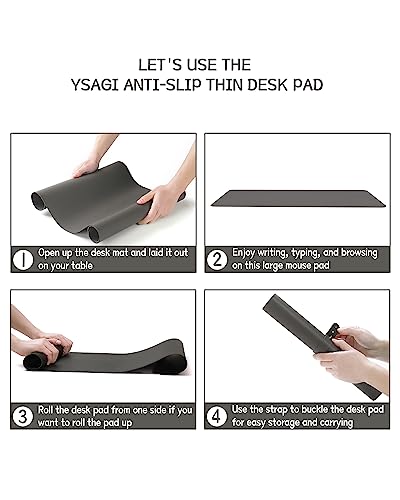 Image of YSAGi Non-Slip Leather Desk Pad, Waterproof Laptop Computer Desk Keyboard Mat, Table Protector Blotter Mat, Large Mouse Pad for Office /Work /Home /Decor(Dark Gray, 31.5 inch x 15.7 inch)