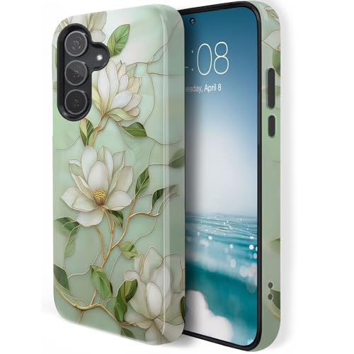 Coque Samsung Galaxy A57 élégante et vintage fleurs de magnolia pour le quotidien