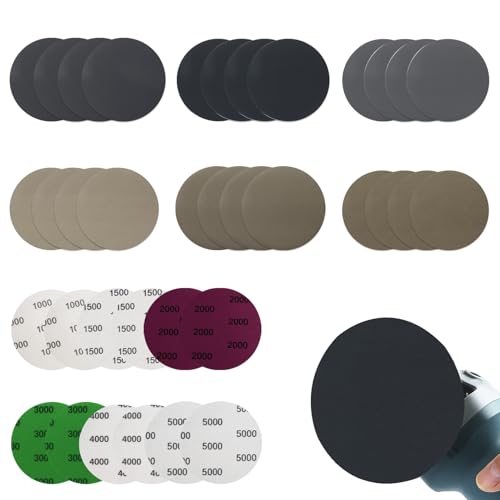 30 Pièces Disque Abrasif 75mm, Papier a Poncer Carrosserie Disques de Ponçageb, Disques Abrasifs Auto-Agrippants Grain 1000/1500/2000/3000/4000/5000 pour Métal, Bois, Meulage, Polissage Miroir
