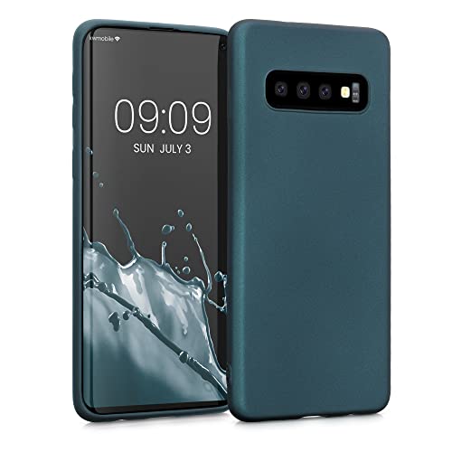 kwmobile Housse Compatible avec Samsung Galaxy S10 Coque - Housse de téléphone Protection Souple en TPU - pétrole métallique