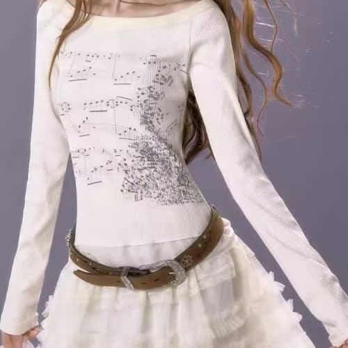 Image of Grunge Clothes for Women Y2K Tops Long Sleeve Fairy Grunge Aesthetic Shirts Teen Girls Vintage Graphic Tees Fall