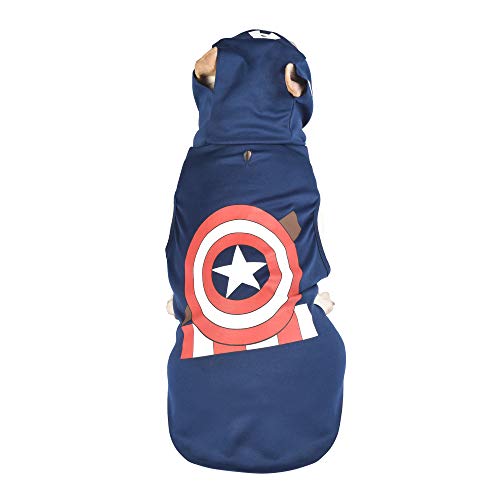 Marvel Fantasia de cachorro Legends Capitão América, GG (GG) | Fantasia de super-herói com capuz par