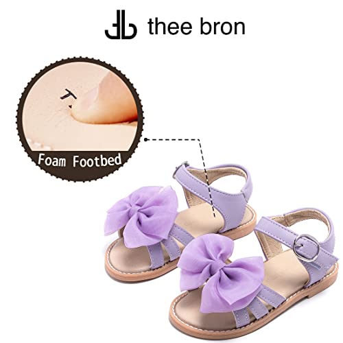 Image of THEE BRON Toddler Girls Sandals Wedding Flower Girl Dress Shoes Open Toe Flats