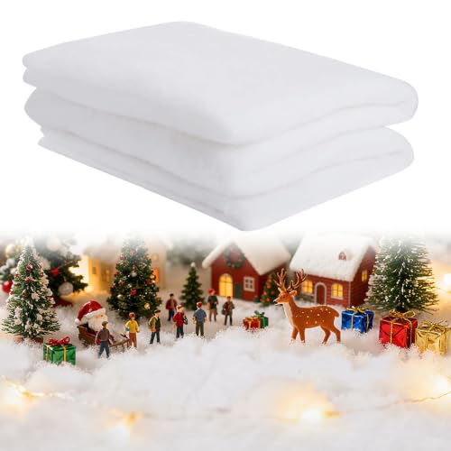 Cosweet 2 Pack 3 x 8 Ft Fake Snow Blanket - Thickened Fluffy Artificial Snow, White Winter Decorations for Wonderland Christmas Village Display Table Runner & Photo Prop