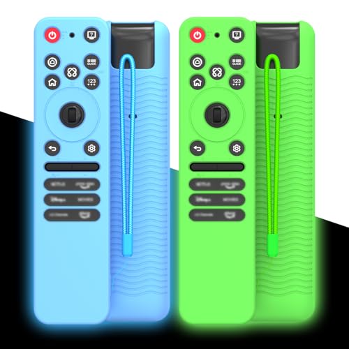 FGERWZ 2-Pack Silicone Cover for LG MR25GA Remote (2025), Anti-Slip Shockproof Protective Case for MR25GA Compatible with 2025 LG OLED Smart TV C5 B5 G5 M5 Series Remote w/Lanyard (Blue+Green)
