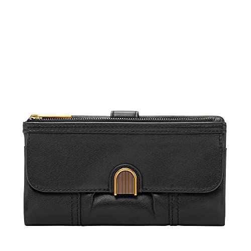 Fossil Geldbörse für Frauen Cora, Leder Clutch schwarz 19,7 cm L x 2,6 cm...
