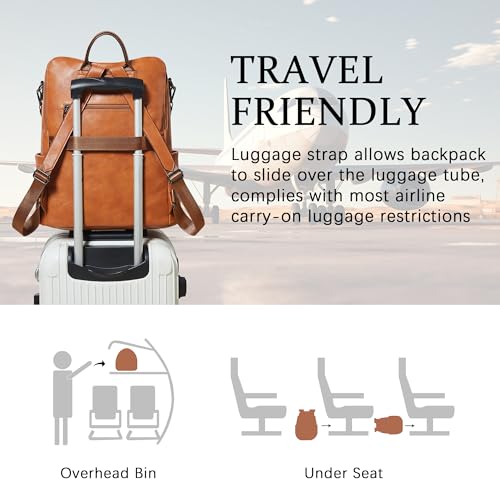 Image of Shrrie Vegan Leather Laptop Backpack for Women 15.6 inch Work Backpack Fashion Travel Backpack Purse for Business College
