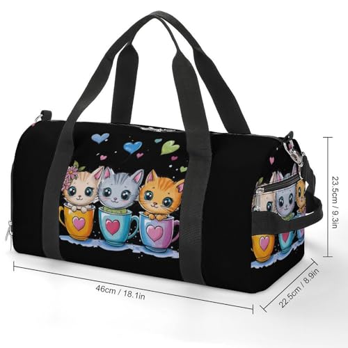 Teacup Cat Sports Gym Bag Travel Duffel Bag Weekender Bag Yoga Bag for Men Women2
