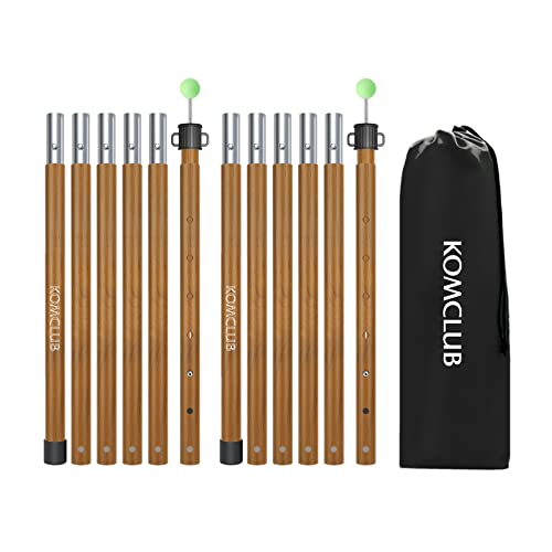 KOMCLUB Juego de 2 barras telescópicas para tienda de campaña, barras telescópicas de apoyo de aluminio en diferentes longitudes de 74 cm hasta 210 cm, 6 segmentos para tienda de campaña, lona, toldo