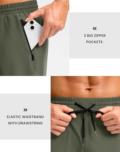 Image of Pudolla Men's Running Gym Shorts with Zipper Pockets 5 inch /7 inch / Lightweight Quick Dry Running Workout Athletic Short