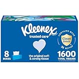Kleenex Trusted Care Facial Tissues, 8 Flat Boxes, 200 Tissues per Box, 2-Ply, Packaging May Vary