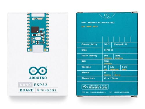 Image of Arduino Nano ESP32 with Headers [ABX00083] - ESP32-S3, USB-C, Wi-Fi, Bluetooth, HID Support, MicroPython Compatible for IoT & Embedded Projects