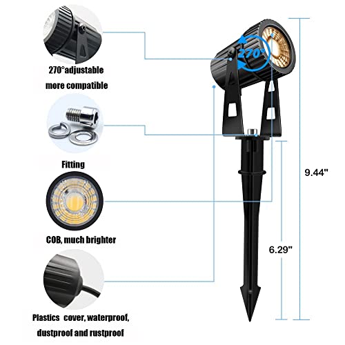 Led Landscape Lights Low Voltage, Cob Landscape Lighting 12V 24W Warm White, 2100Lm Garden Spotlights Outdoor For Yard, Lawn, Wall, Fence(8 Pack 85Ft) #TOP2