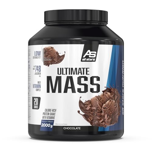 ALL STARS Ultimate Mass Gain Weight Gainer 2000g, Cholcolate - Mit 364kcal & 69g Kohlenhydrate pro Portion, Mass Gainer für Kraftsportler mit Multivitamin Komplex