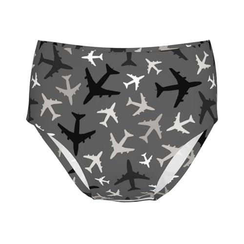 White And Grey Airplanes Girls' Underwear Soft Cotton Little Girls Panties Comfort Briefs