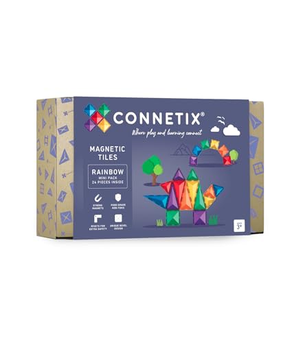 CONNETIX Azulejos Magnéticos Arcoíris Paquete Mini, 24 Piezas