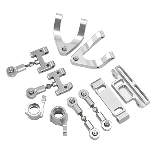 RC Metall Zubehör Set, RC Aluminium Oberer Unterarm Lenkungsschale Hex Adapter Set Kompatibel mit WPL D12 RC Car(Silber)