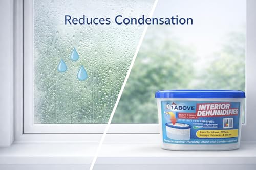 1ABOVE Dehumidifier 500ml Pack of 5 | Condensation Remover Moisture Absorber, Dehumidifiers for Damp, Mould, Moisture in Home, Kitchen, Wardrobe, Bedroom, Caravan, Office, Garage, Basement - Image 6