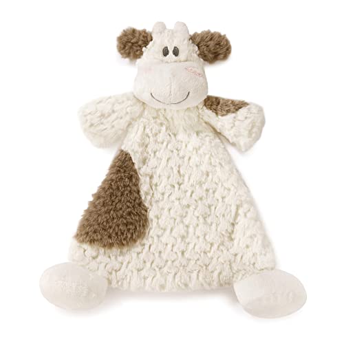 Moozer Cow Brown Spotted Children's Plush Rattle Blankie