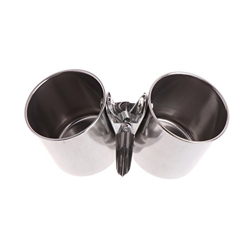 Bird Water Feeder Dishes Food Bowl for Cage Cups Clip On Perches Parrot Stainless Steel Birdcage Bowls with Clamp Toys for Small and Large Birds African Grey Conure Macaw