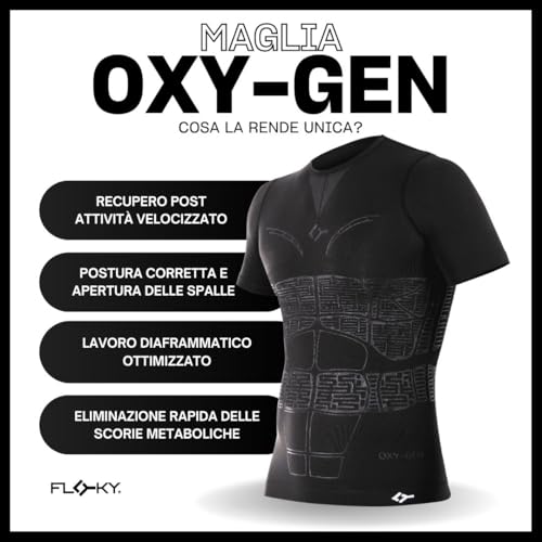 T-shirt biomécanique compression FLOKY Oxygen noir textile technique - 4