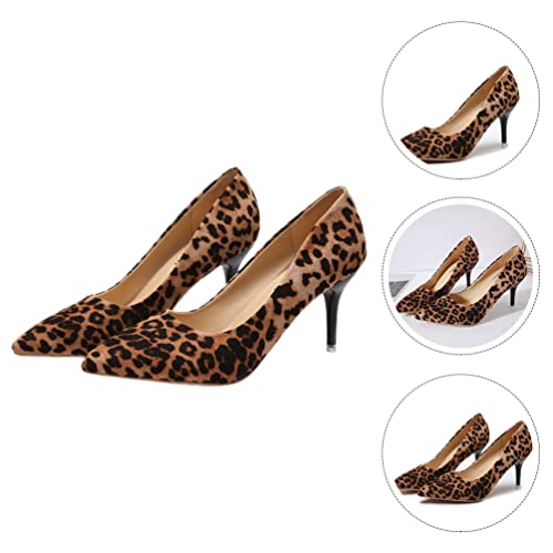 1 Pair Women Leopard Toe High Heels Shoes3