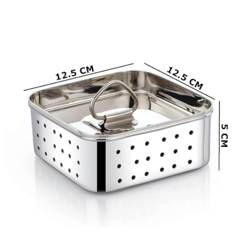 Image of PRANIJ Stainless Steel Homemade Paneer & Tofu Maker Mould with Drainer Plate and Lid | Square Paneer Sprout Maker - 750 ML (Large, Easy to Clean)