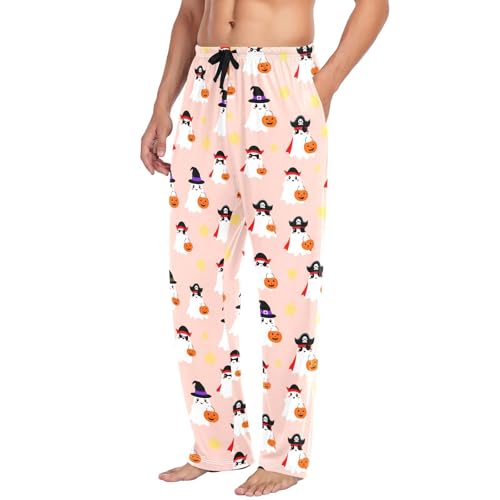 Spirits Cute Pumpkins Men's Cotton Pajama Pants with Pockets and Drawstring Comfortable and Stylish,S4