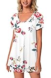 Aodemo Womens Summer Pajama Sets Ruffle Sleeve Sleepwear Ladies Nightwear Pjs Lounge with Pockets M,